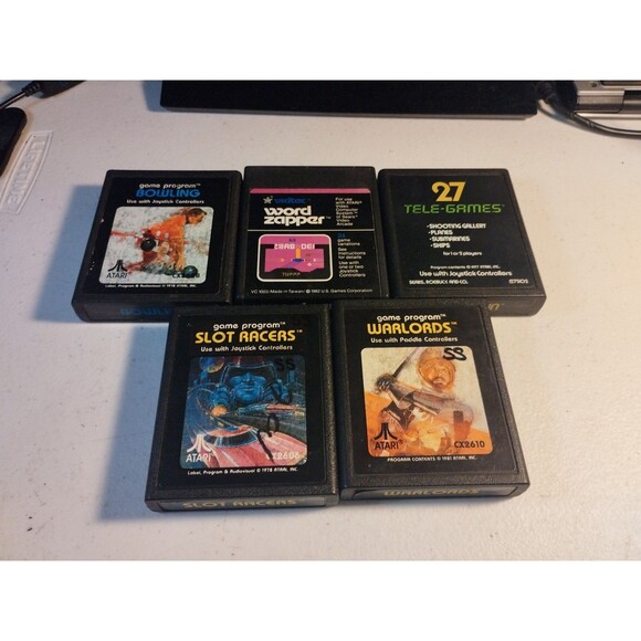 Atari 2600 Lot Of 5 Games - Tested & Work - Word Zapper, Target Fun, Slot Racers - Picture 1 of 3